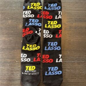 Ted Lasso Black Socks with Multicolor Logo